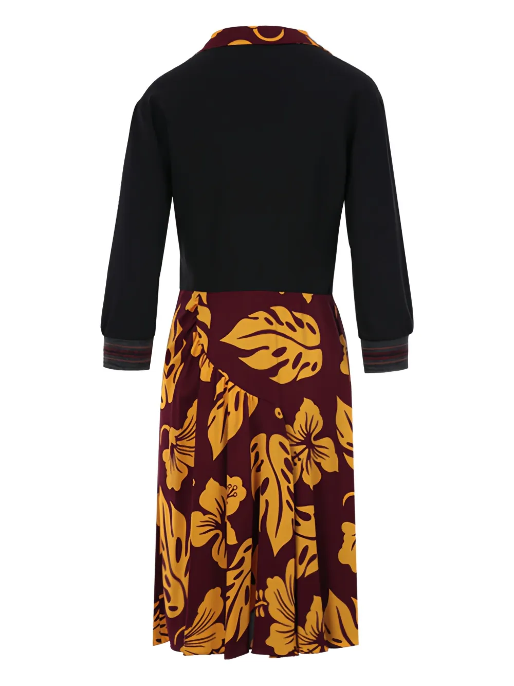 Prada floral-print gathered-panel midi dress Rood