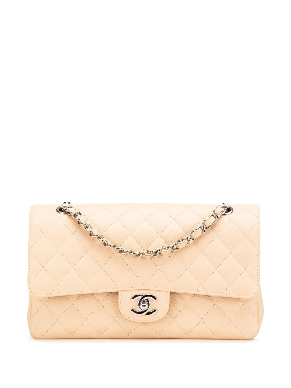 CHANEL Pre-Owned 2008-2009 ミディアム クラシック キャビア ダブルフラップ ショルダーバッグ - ブラウン CHANEL Pre-Owned 2008-2009 ミディアム クラシック キャビア ダブルフラップ ショルダーバッグ - ブラウン