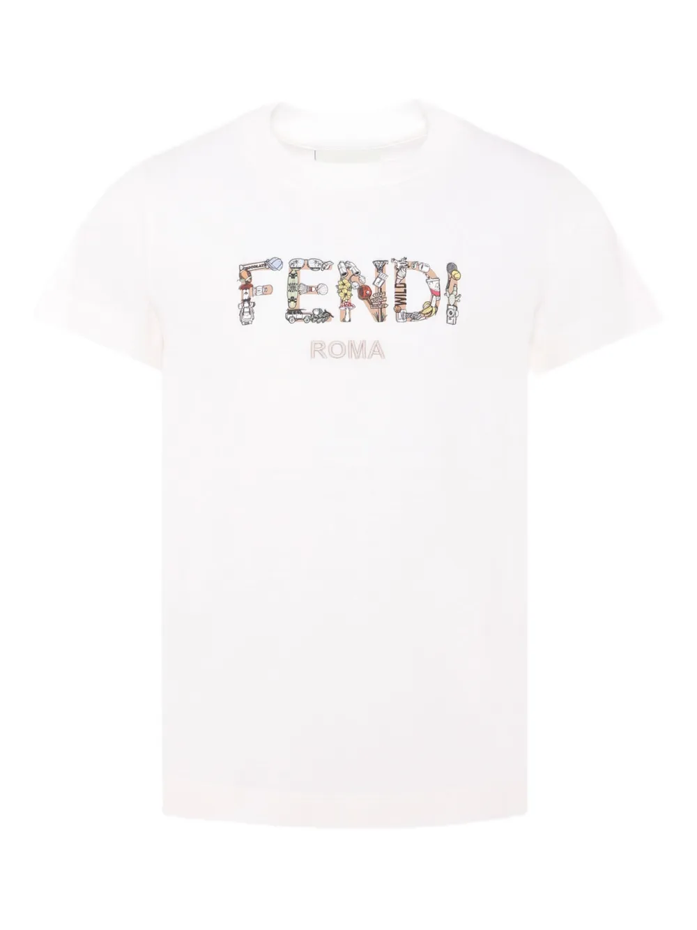 Fendi Kids graphic logo-print T-shirt - ホワイト Fendi Kids graphic logo-print T-shirt - ホワイト