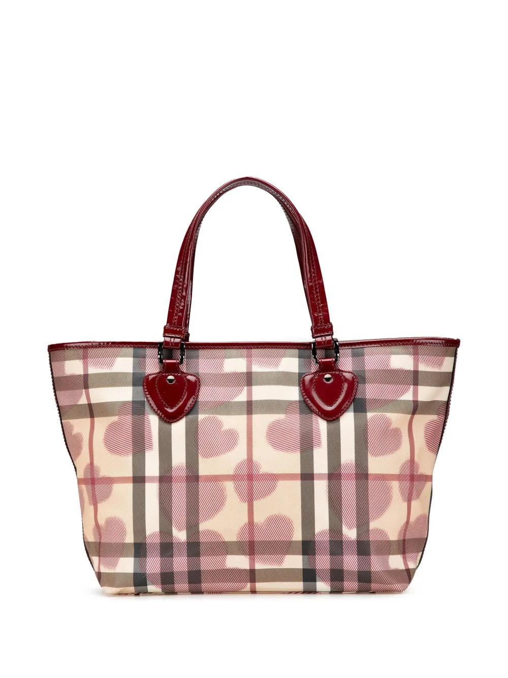 Burberry Pre-Owned 2000-2017 House Check Coated Canvas Hearts Gracie tote bag | Red | Image 1