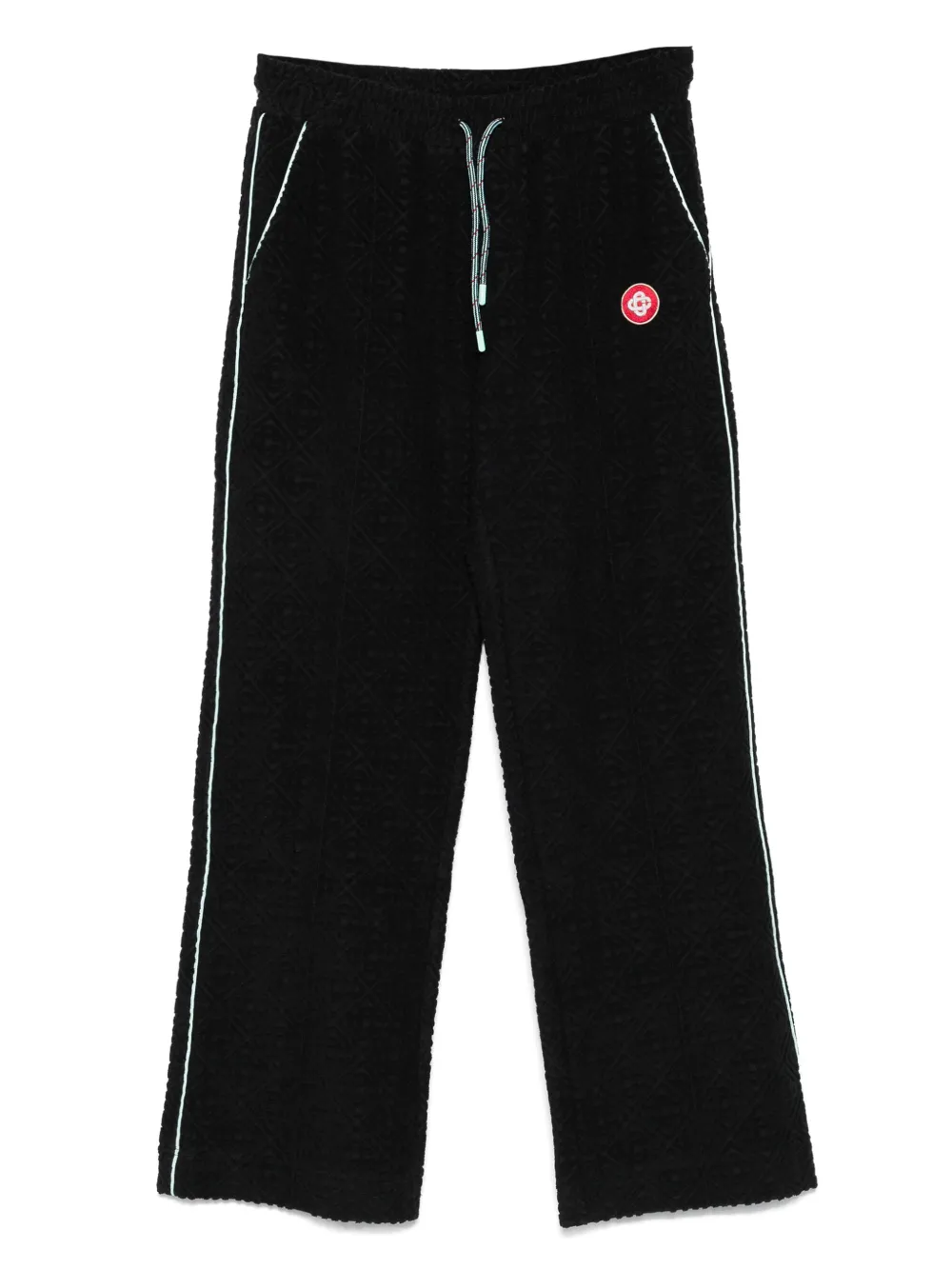 embroidered-logo straight-leg trousers
