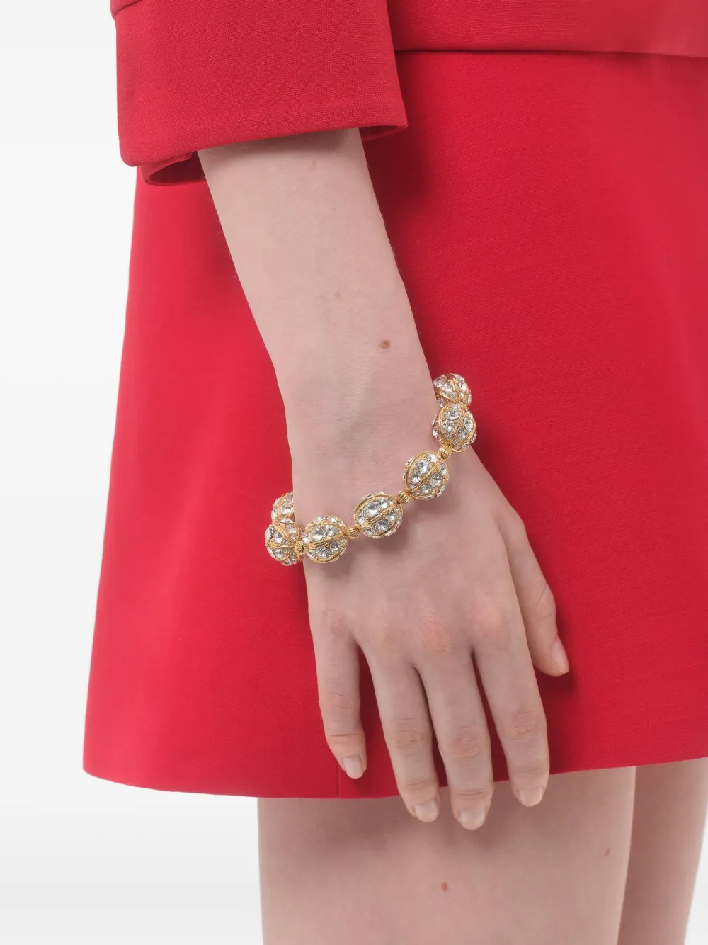 Valentino Crystal-embellished Gold Bracelet In Gold