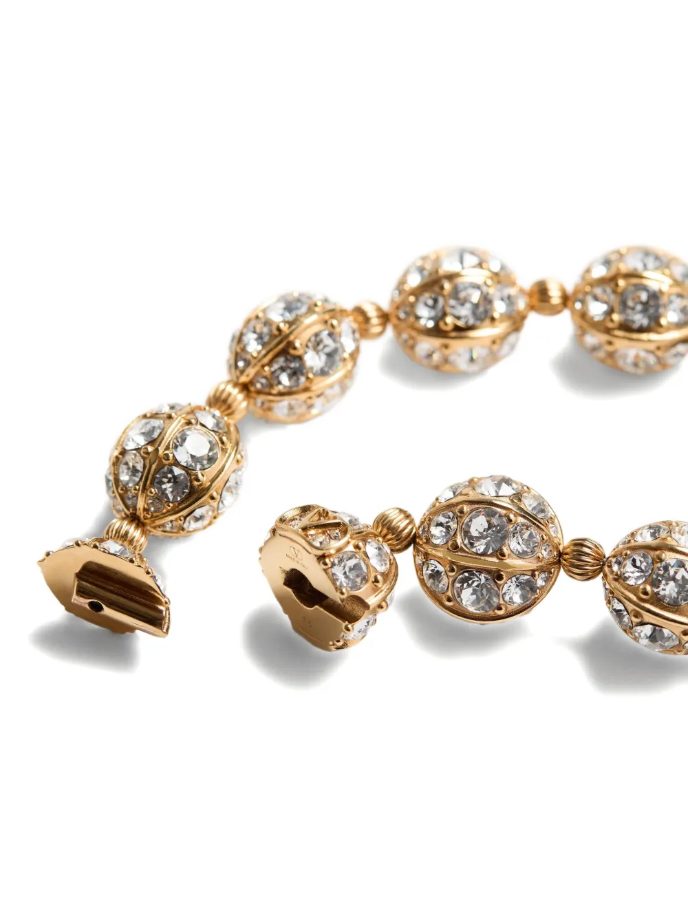 Valentino Crystal-embellished Gold Bracelet In Gold