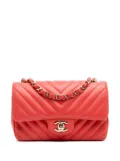 CHANEL Pre-Owned 2019 Mini Rectangular Classic Chevron Lambskin Single Flap crossbody bag - Red