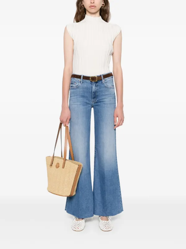 デニム・ジーパン MOTHER Cotton blend jeans with back logo label Blu Mother Cotton Blend Jeans Back Logo Label | eBay