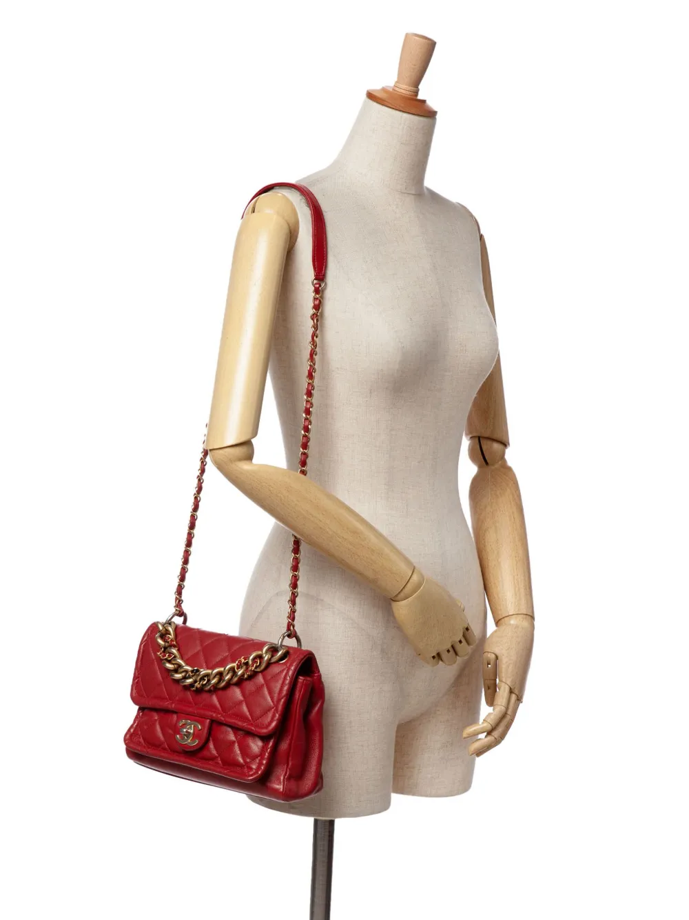 CHANEL Pre-Owned 2019 Small Quilted Lambskin Chain Link Flap satchel | Pre-Owned | Image 2
