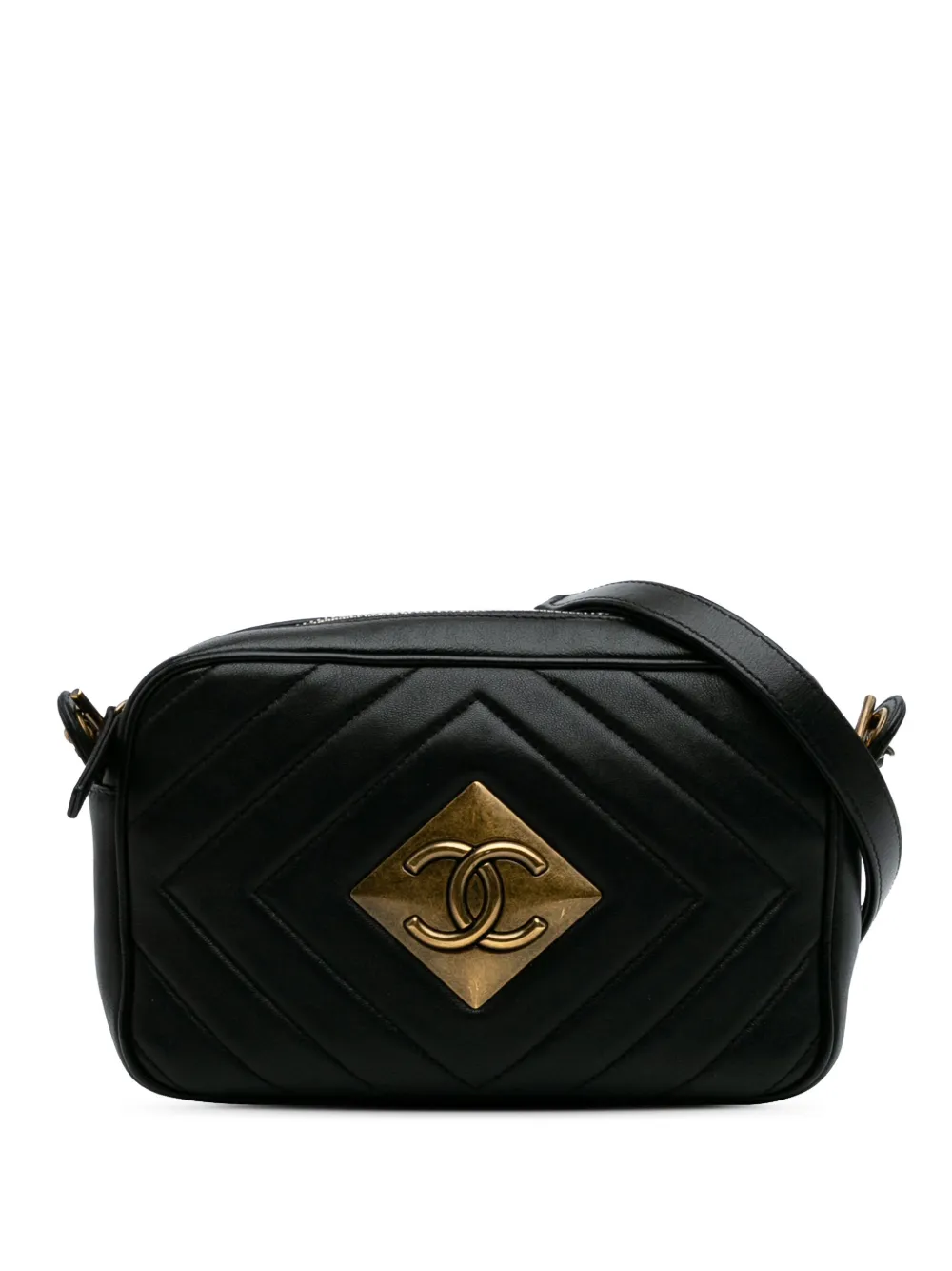 CHANEL Pre-Owned 2015-2016 シェブロン ラムスキン ピラミッド ココマーク カメラバッグ ショルダーバッグ - CHANEL Pre-Owned 2015-2016 シェブロン ラムスキン ピラミッド ココマーク カメラバッグ ショルダーバッグ -