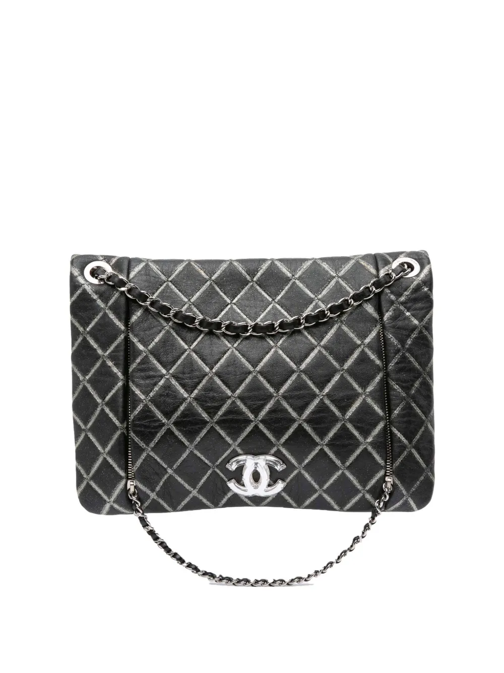 CHANEL Pre-Owned 2010-2011 Quilted Metallic Distressed Lambskin CC Crystal Flap shoulder bag | noir | Image 1