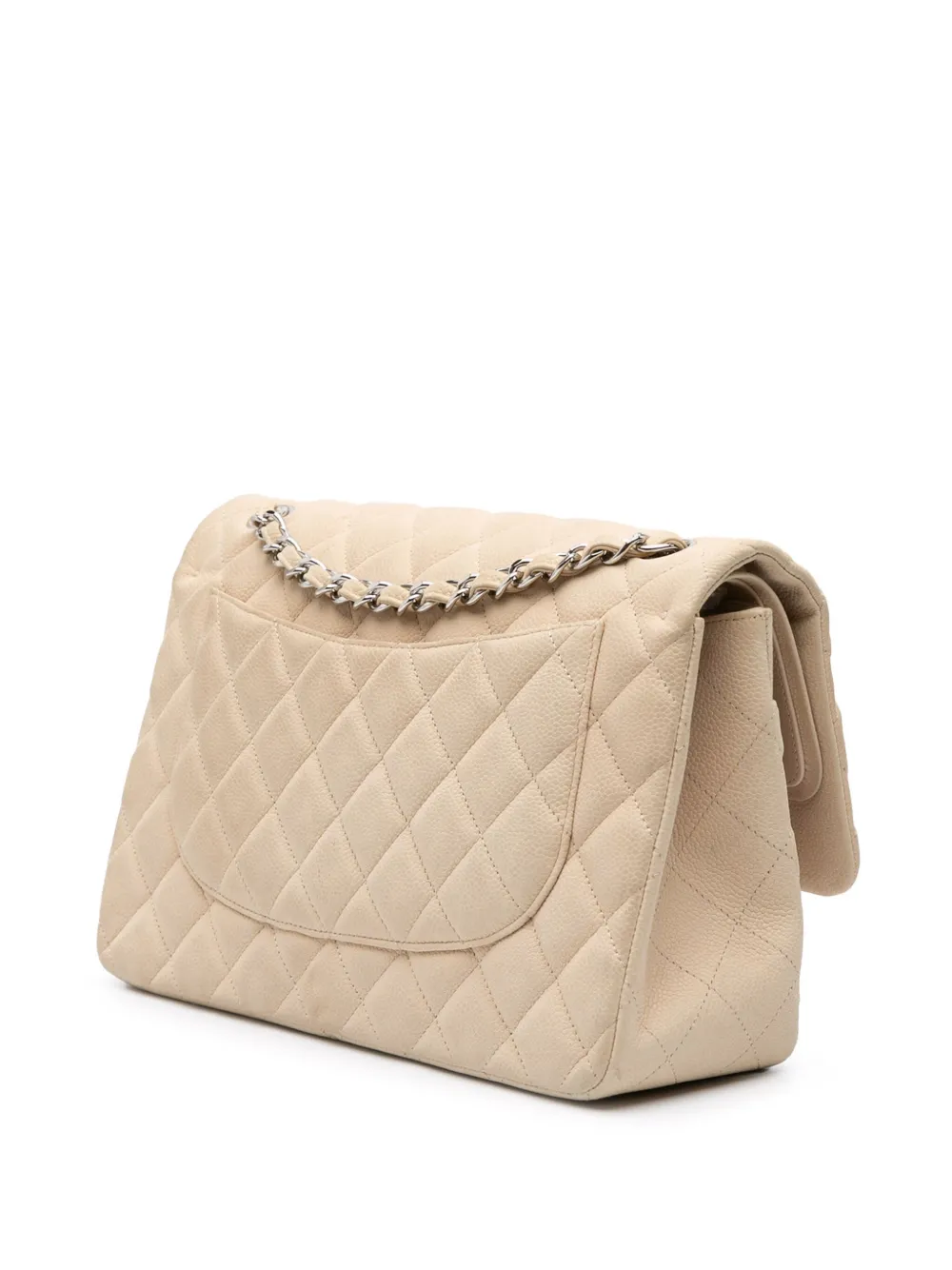 Pre-owned Chanel 2013-2014 Jumbo Classic Caviar Double Flap Shoulder Bag In Brown