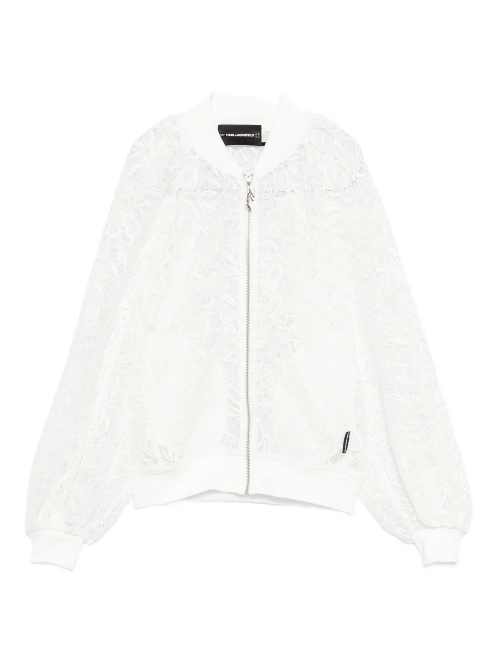 Karl Lagerfeld floral-lace bomber jacket Wit