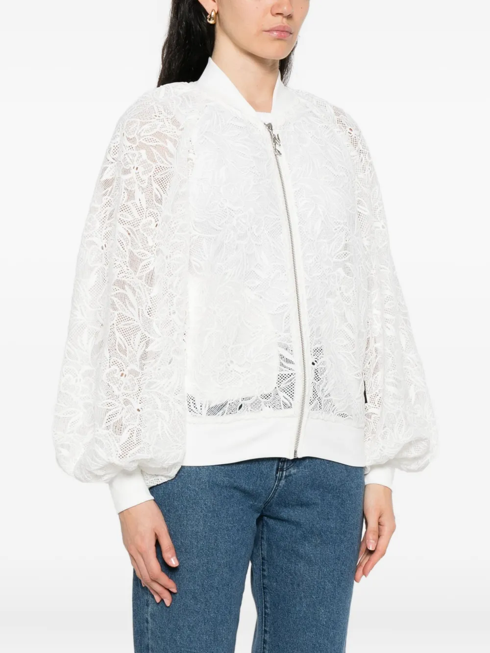 Karl Lagerfeld floral-lace bomber jacket Wit