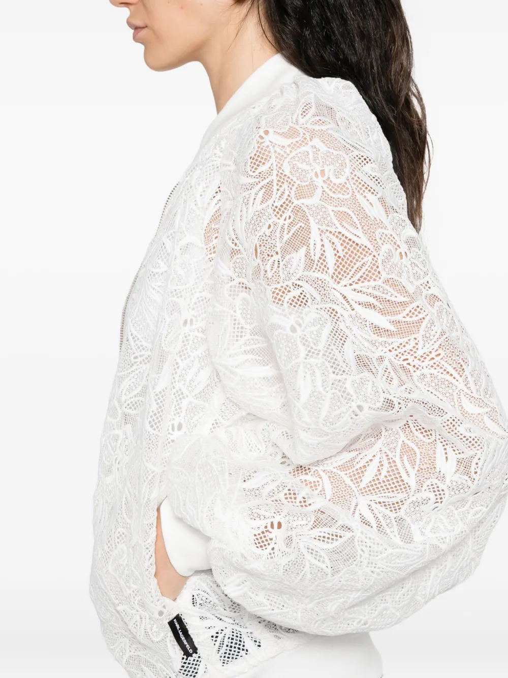 Karl Lagerfeld floral-lace bomber jacket Wit