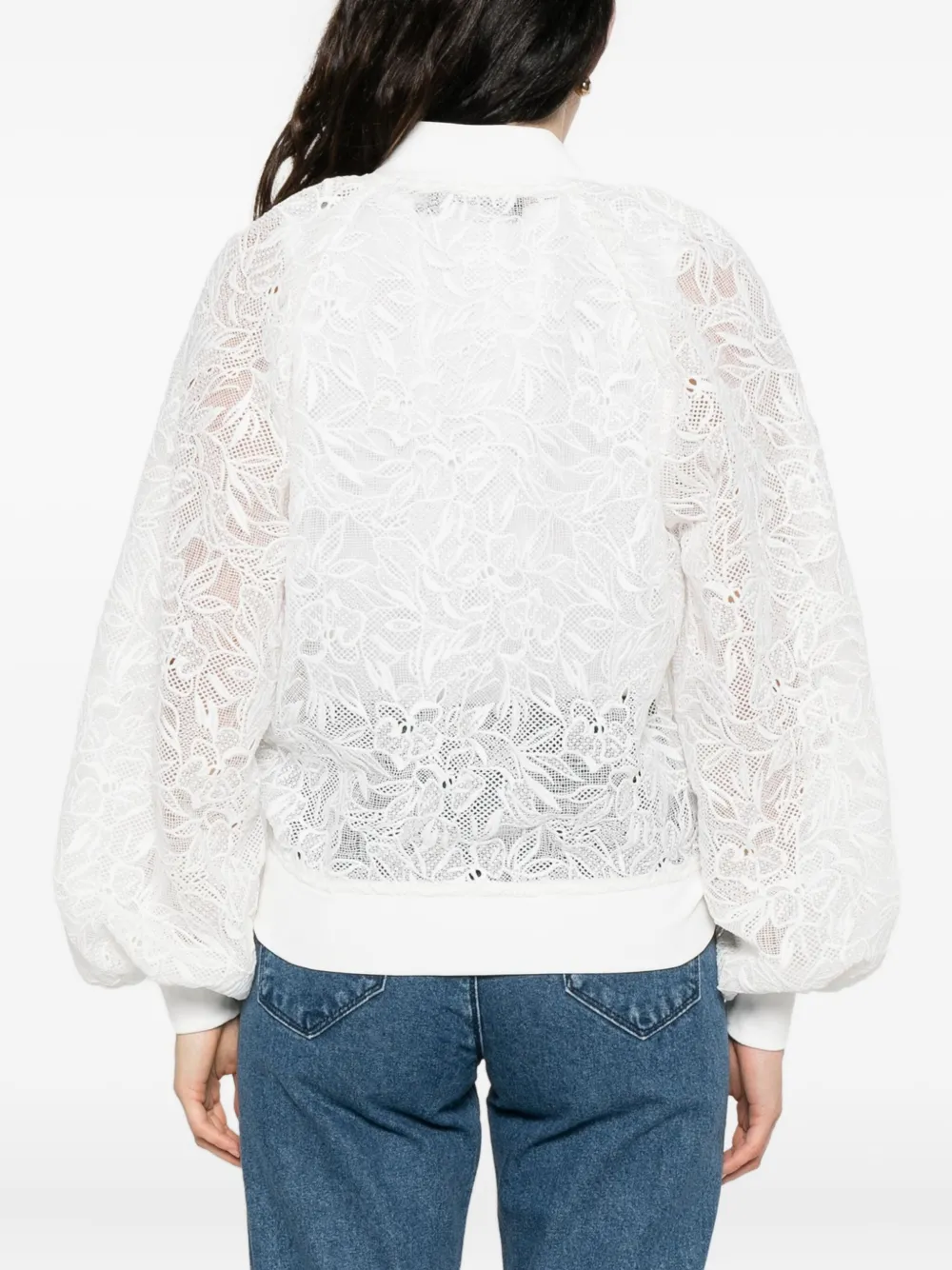 Karl Lagerfeld floral-lace bomber jacket Wit