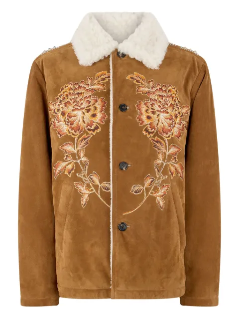 Roberto Cavalli embroidered suede jacket