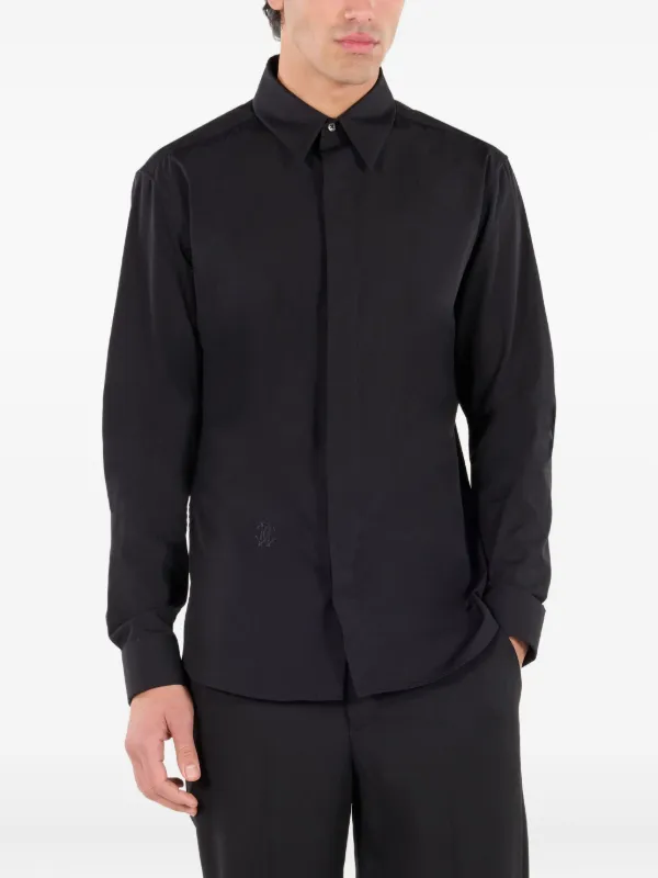 cavalli dress shirts Roberto Cavalli Slim Fit Black Embroidered Logo Dress Shirt Sz: 17.5 NWT