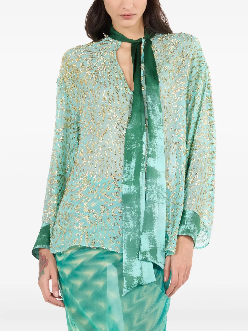 Roberto Cavalli Zijden blouse Groen