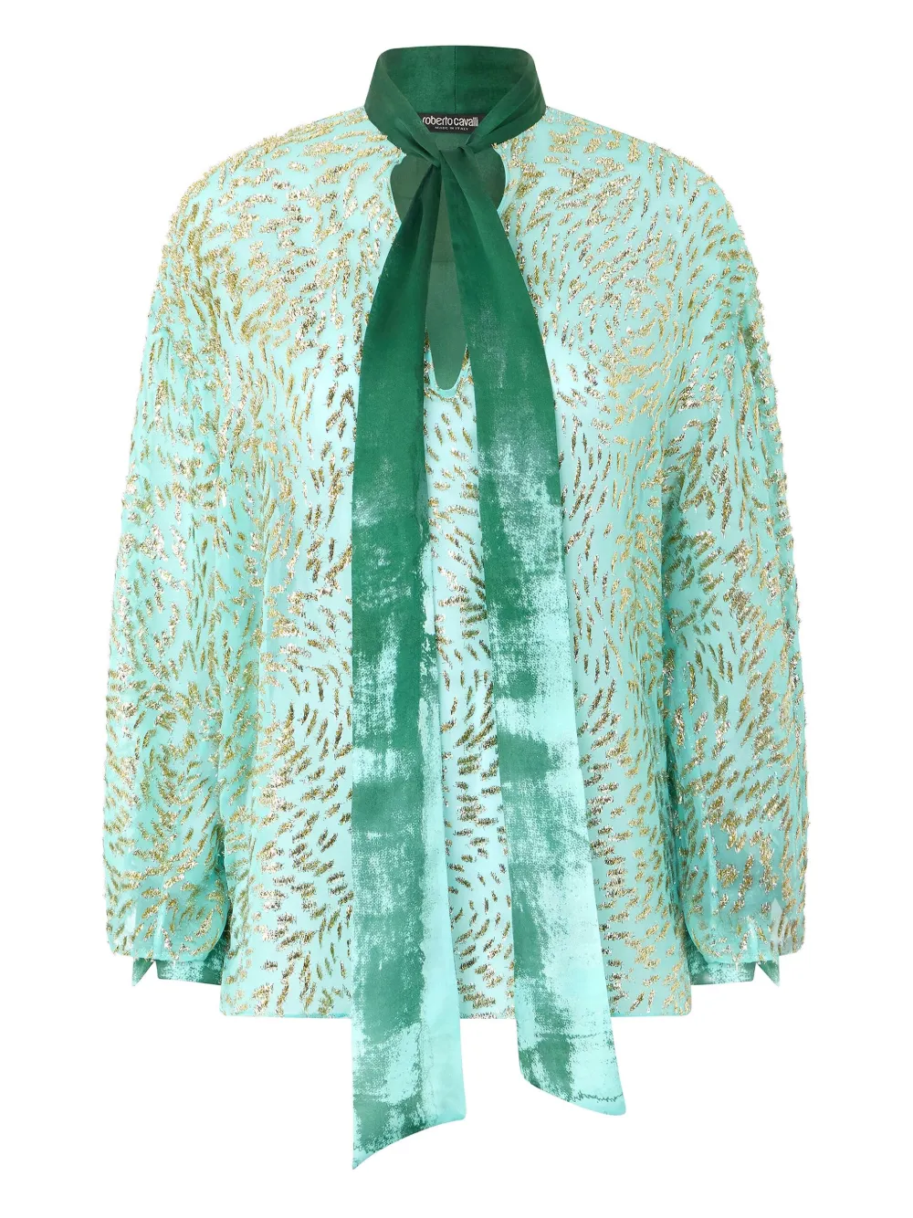 Roberto Cavalli Silk Blouse In Green
