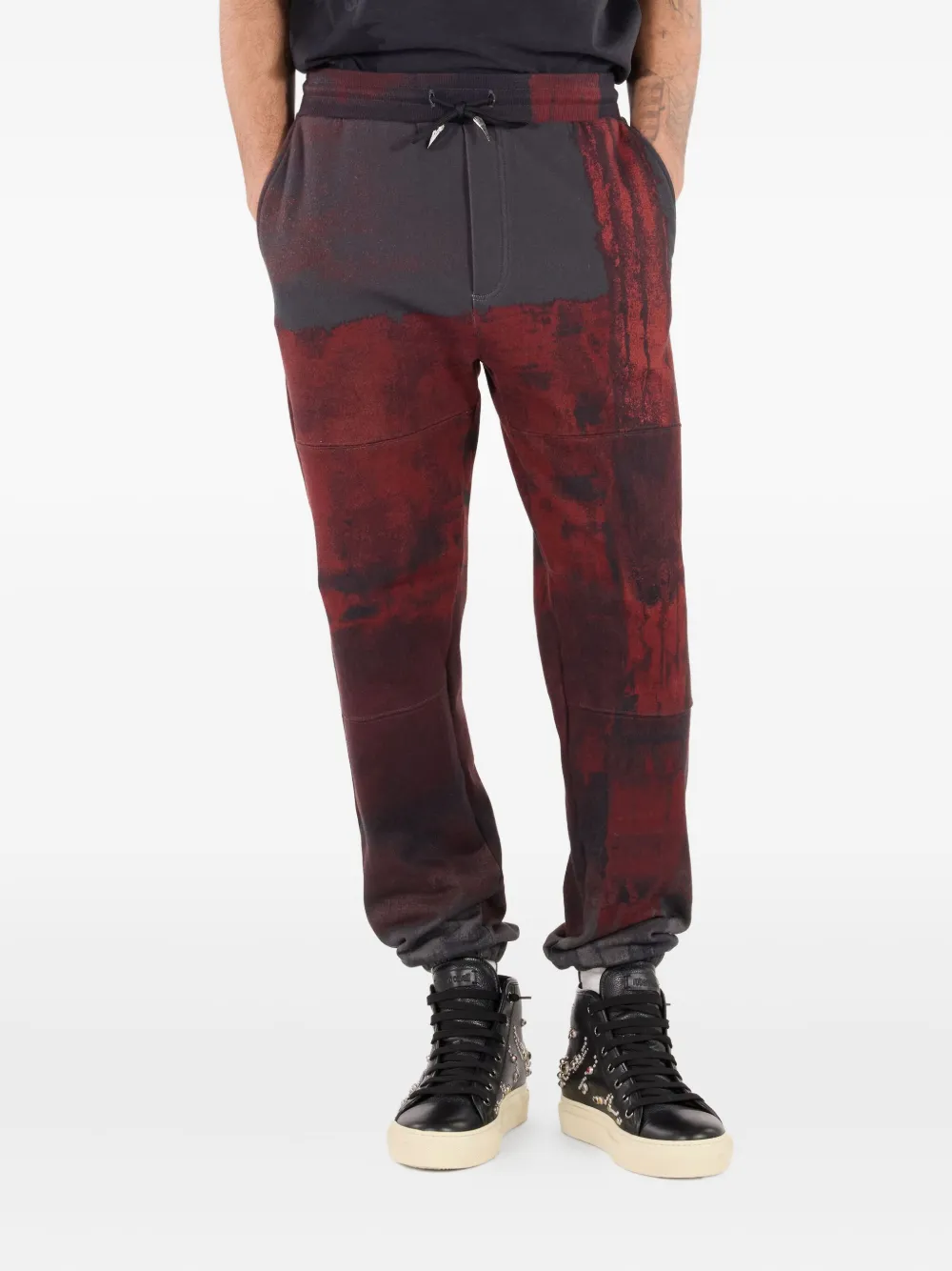 Roberto Cavalli Cotton Pants With Drawstring And Fang In Red
