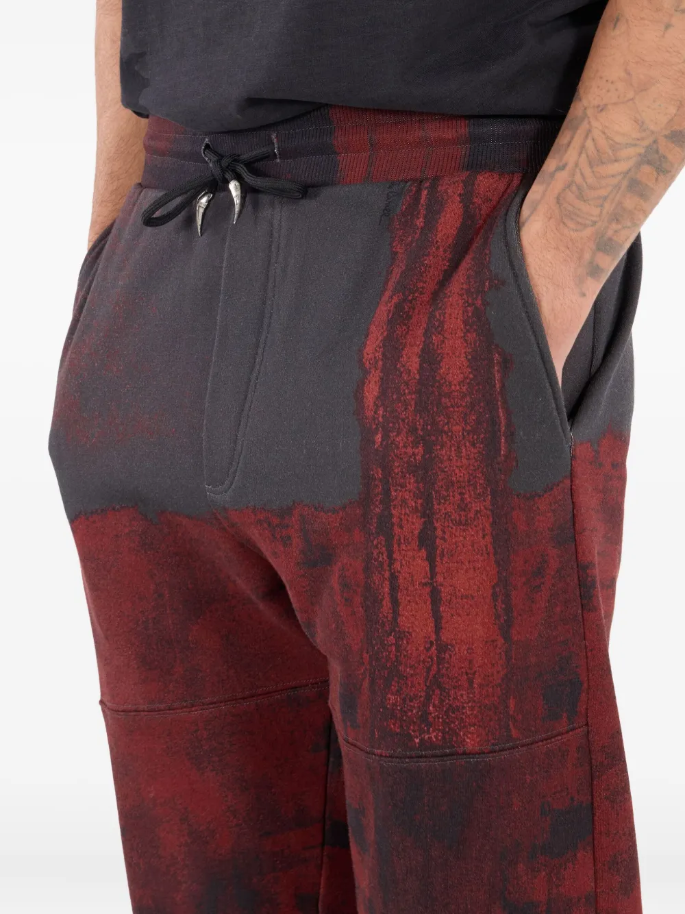 Roberto Cavalli Cotton Pants With Drawstring And Fang In Red
