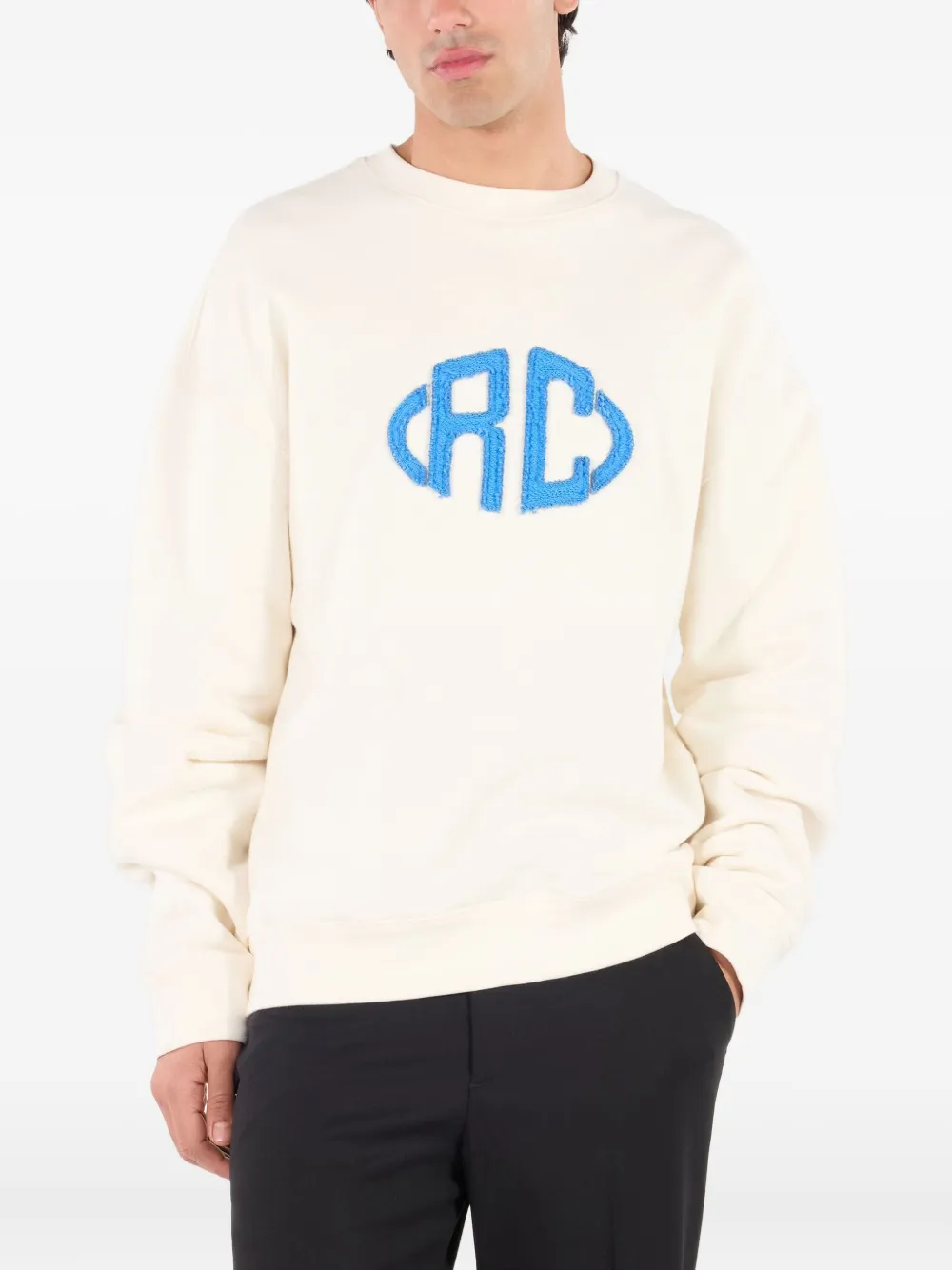 Roberto Cavalli Monogram-embroidered Sweatshirt In White