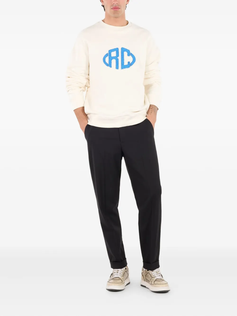 Roberto Cavalli Sweater met geborduurd monogram - Wit