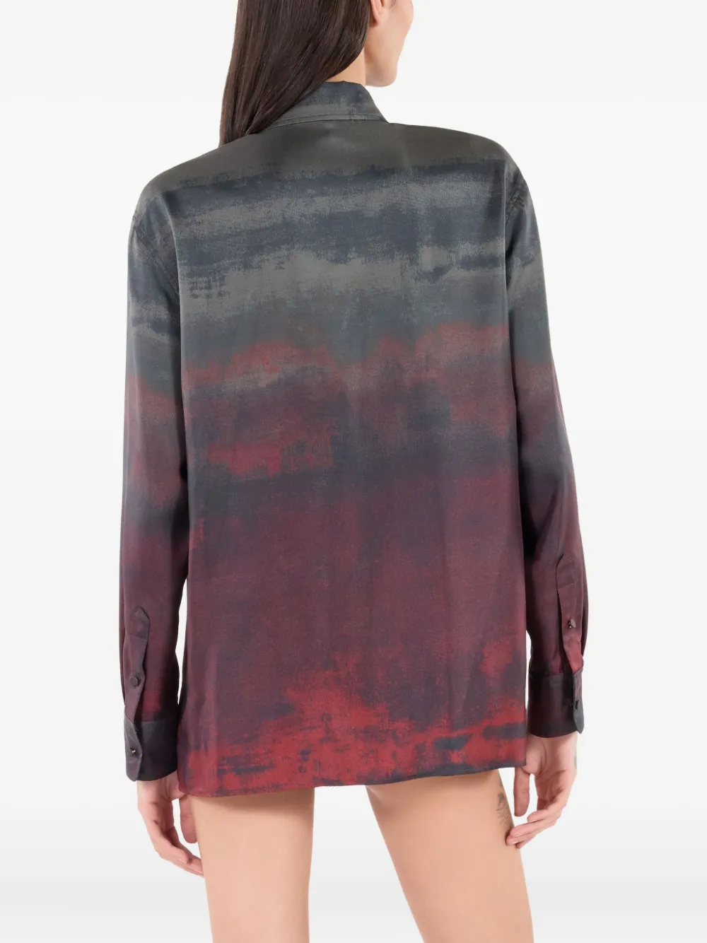 Roberto Cavalli Silk Shirt With Garment-dyed Effect In Multi