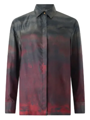 Chemisier Femme Roberto Cavalli - Taille 42 - Gris/Métallique - Manches Ballon - Occasion Très Bon État