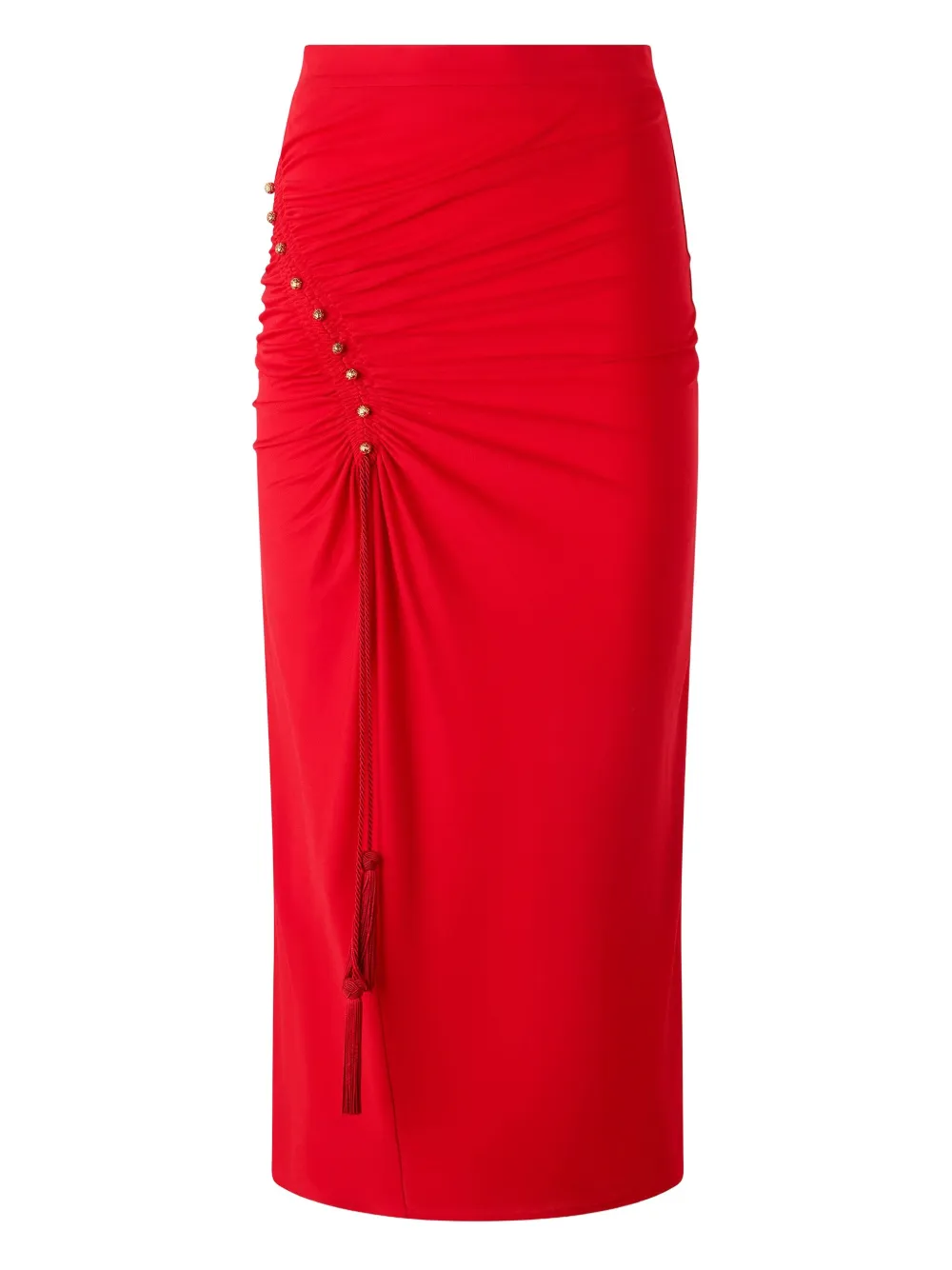 Roberto Cavalli Midi Skirt With Ruched Detail In Red