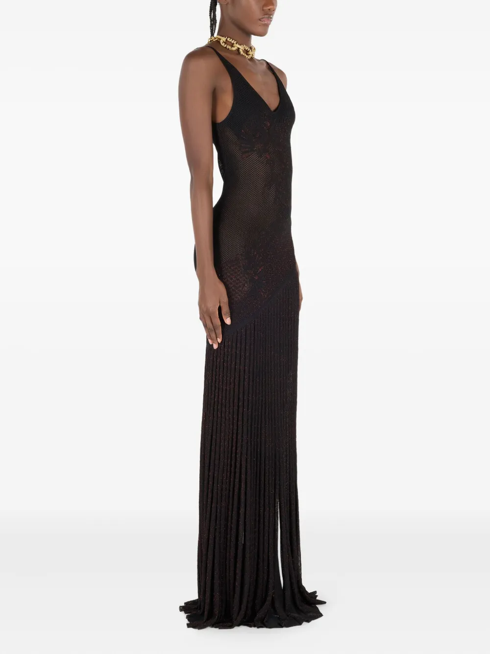 Roberto Cavalli Geplooide jurk met draak patroon Zwart