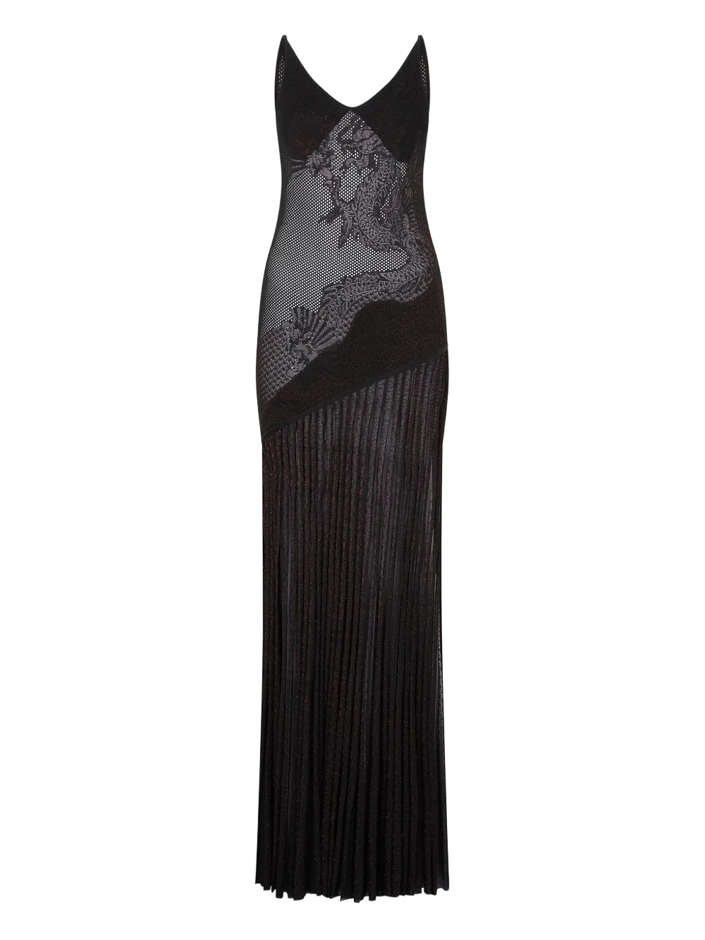 Roberto Cavalli dragon-pattern pleated dress | Black | Image 1