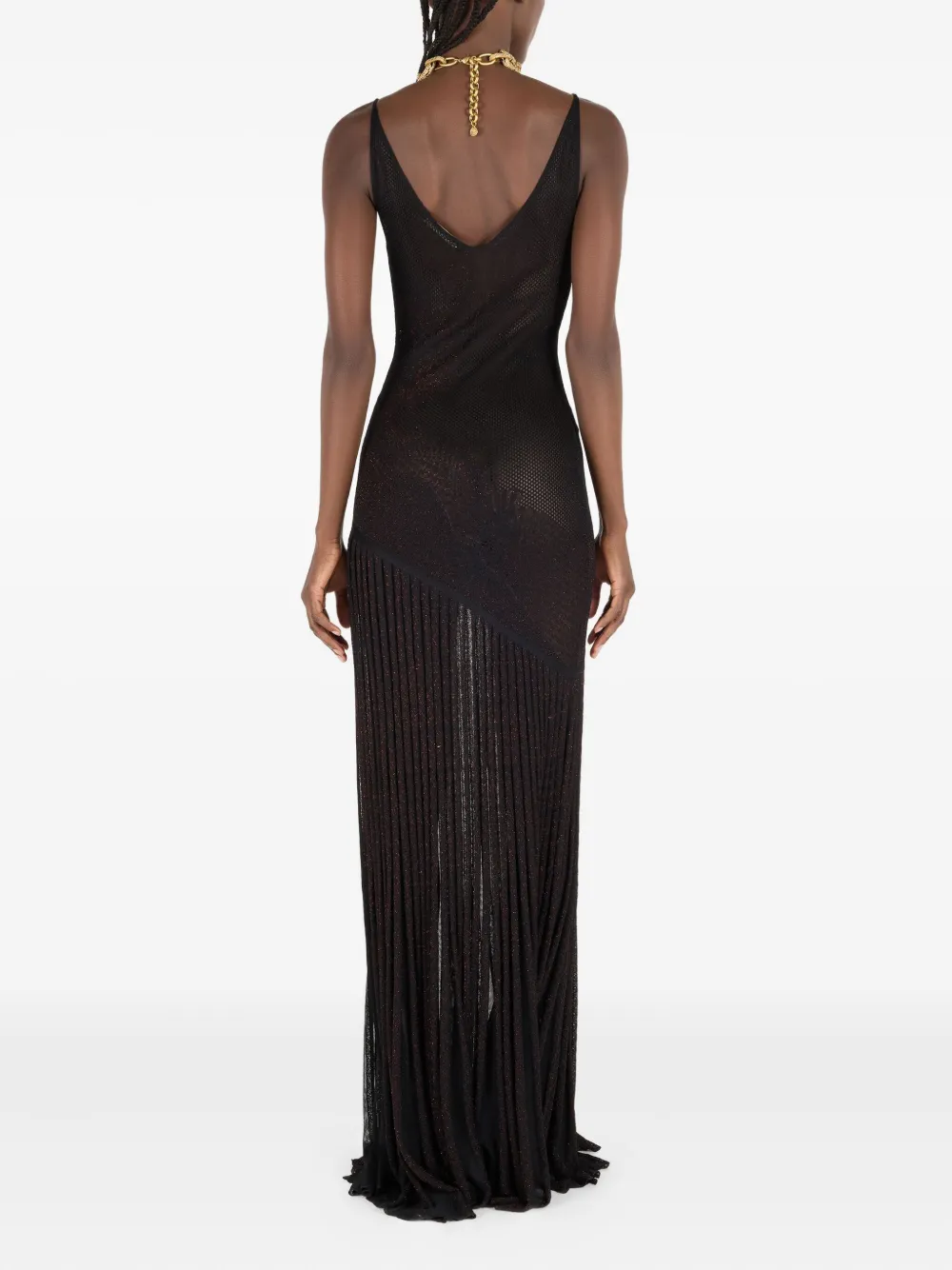 Roberto Cavalli Geplooide jurk met draak patroon Zwart