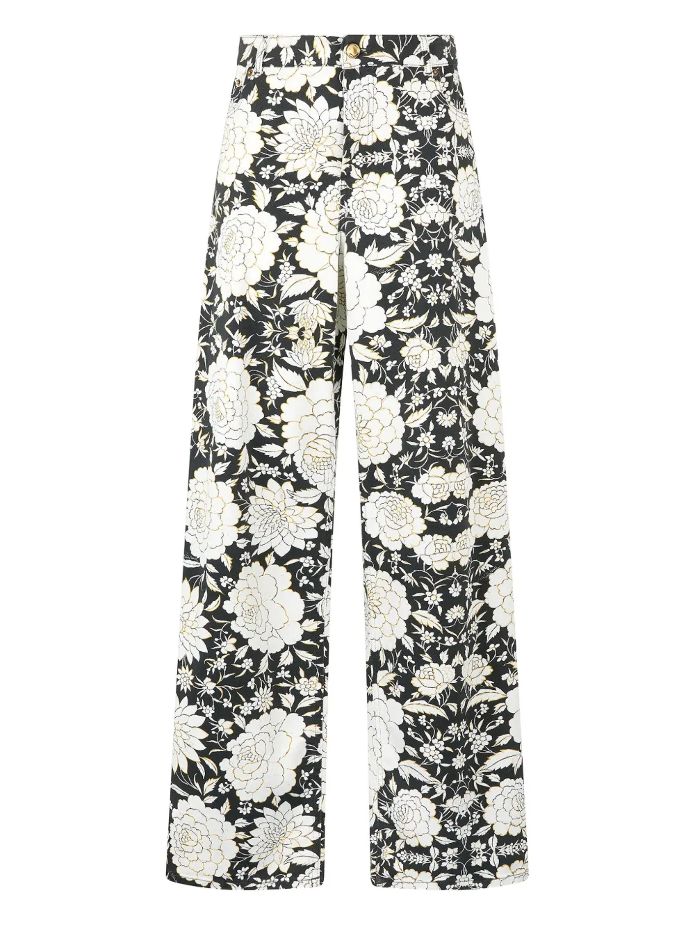 Roberto Cavalli Jeans met bloemenprint Zwart