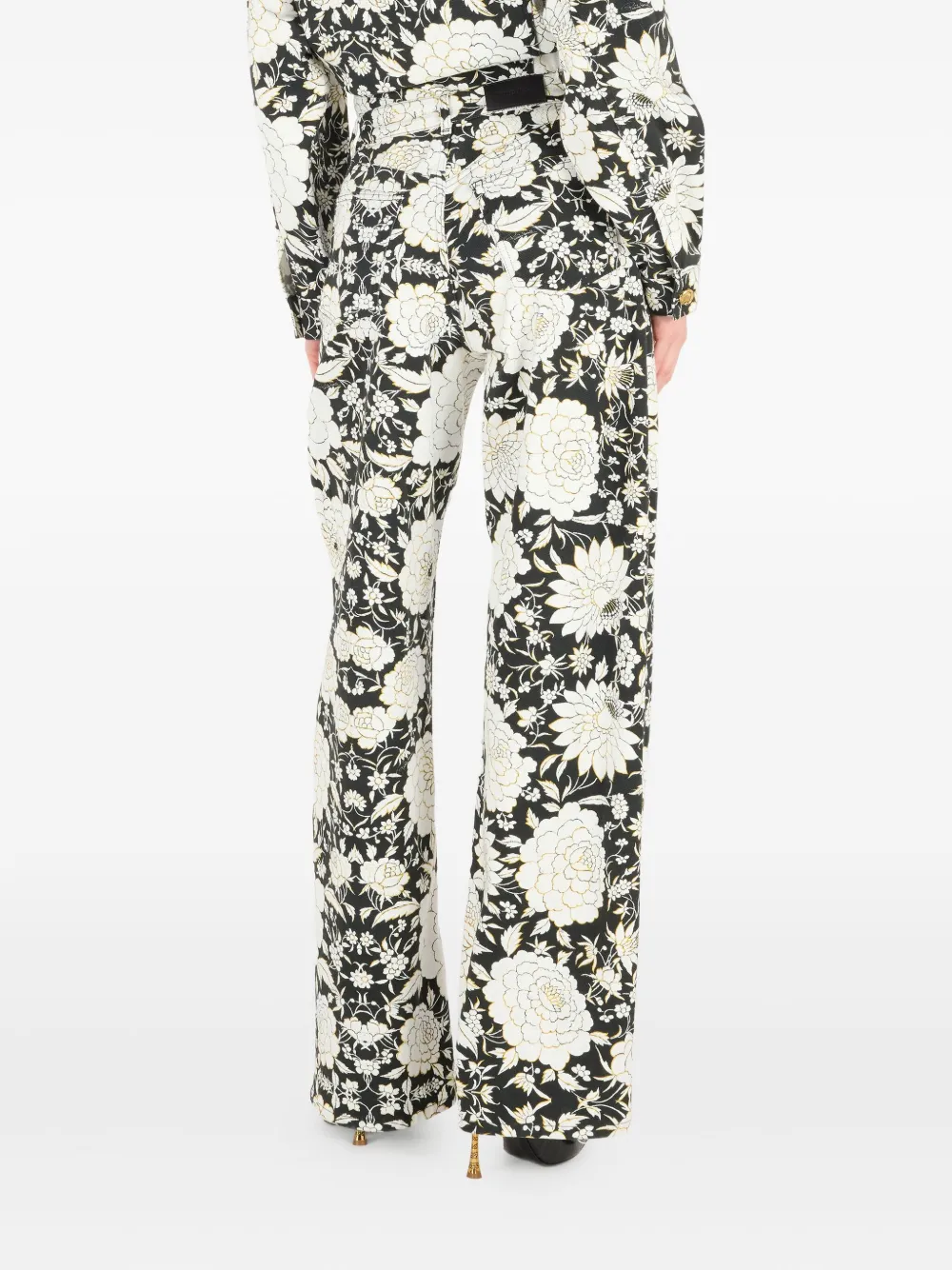 Roberto Cavalli Jeans met bloemenprint Zwart