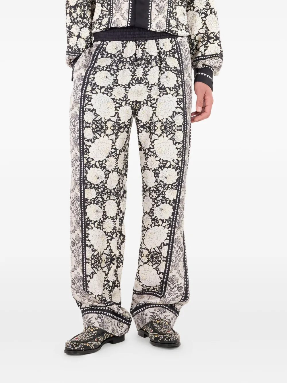 Roberto Cavalli Broek met bloemenprint Wit