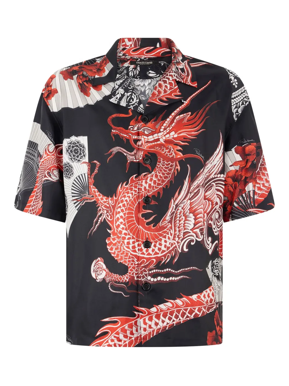 Roberto Cavalli dragon-print silk shirt | Black | Image 1