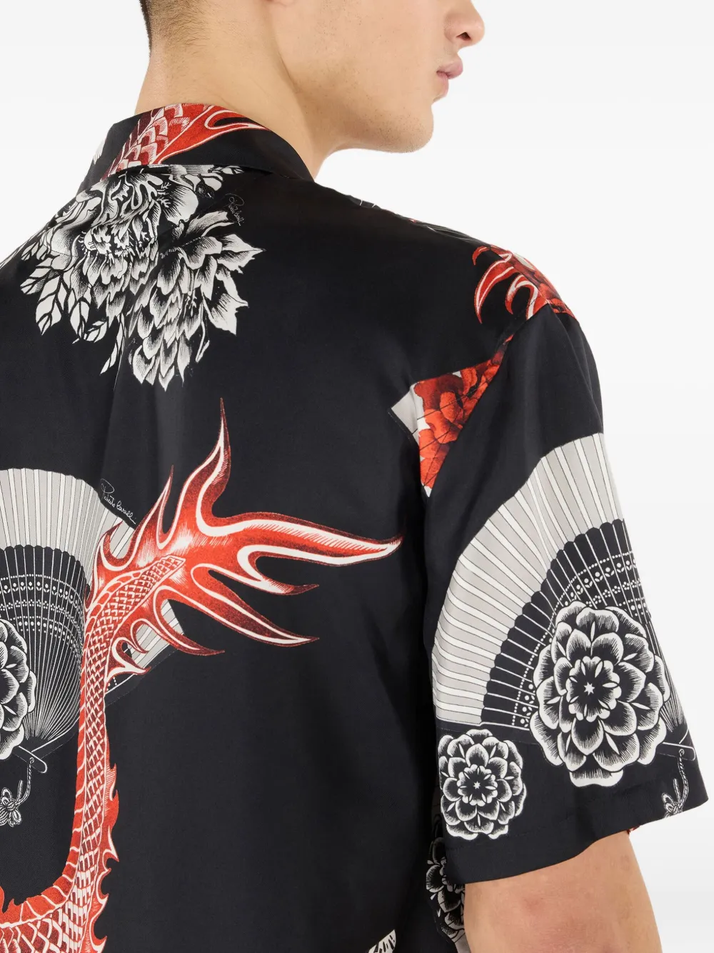 Roberto Cavalli Printed Silk Bowling Shirt In Multi