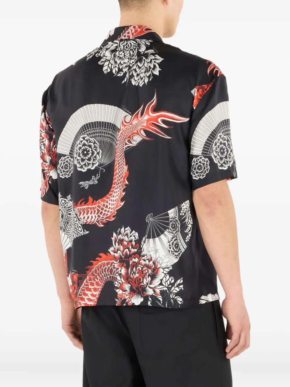 Roberto Cavalli Printed Silk Bowling Shirt In Multi