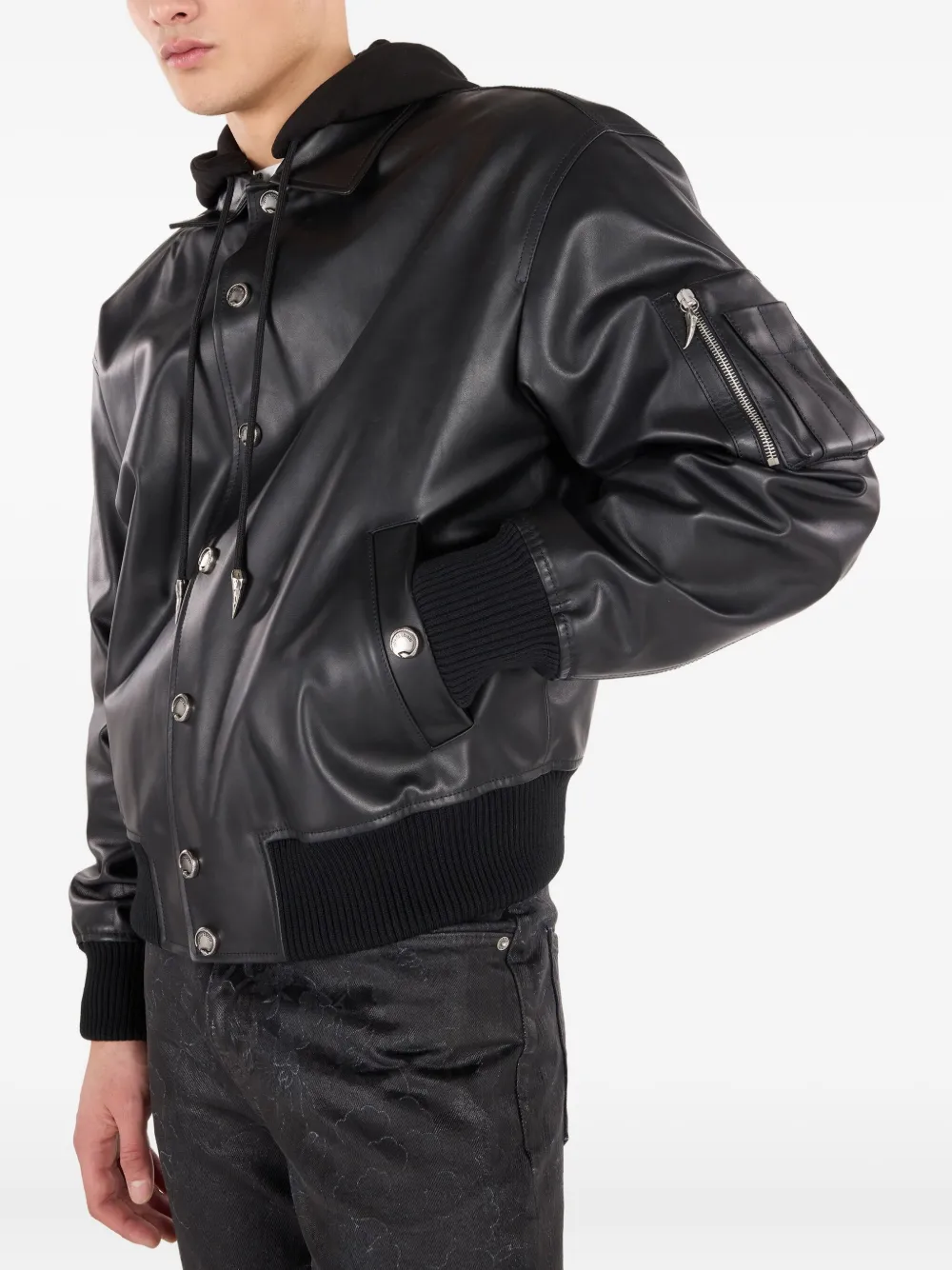 Roberto Cavalli Leren bomberjack Zwart