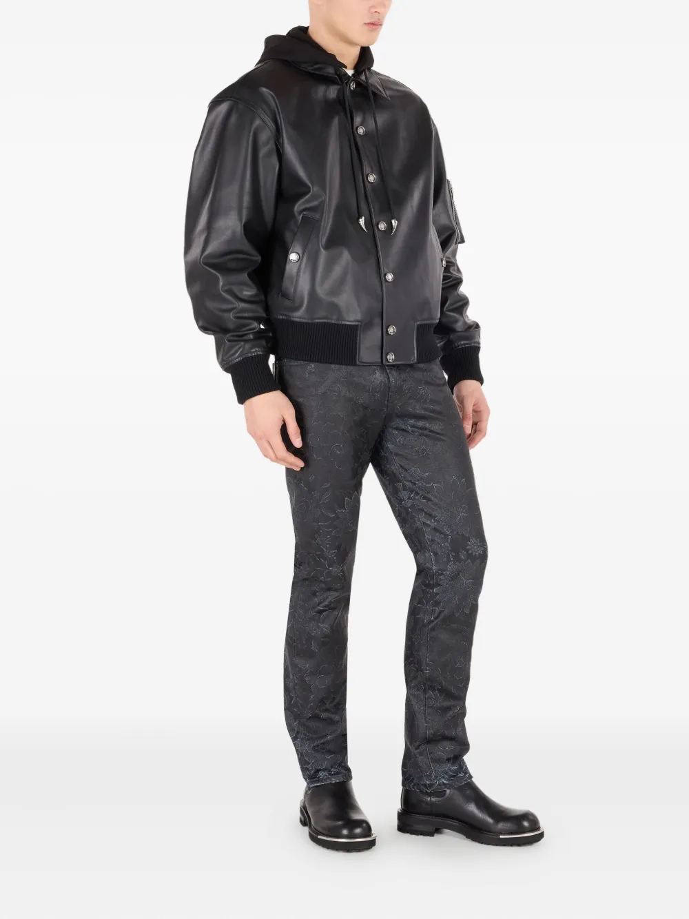 Roberto Cavalli Leren bomberjack Zwart