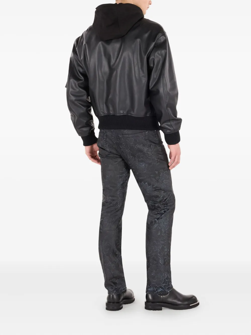 Roberto Cavalli Leren bomberjack Zwart