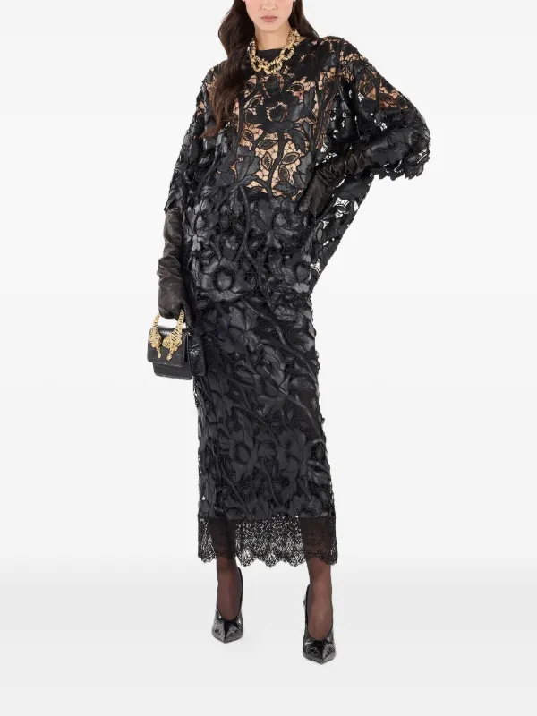 Roberto Cavalli floral-lace Top | Black | FARFETCH