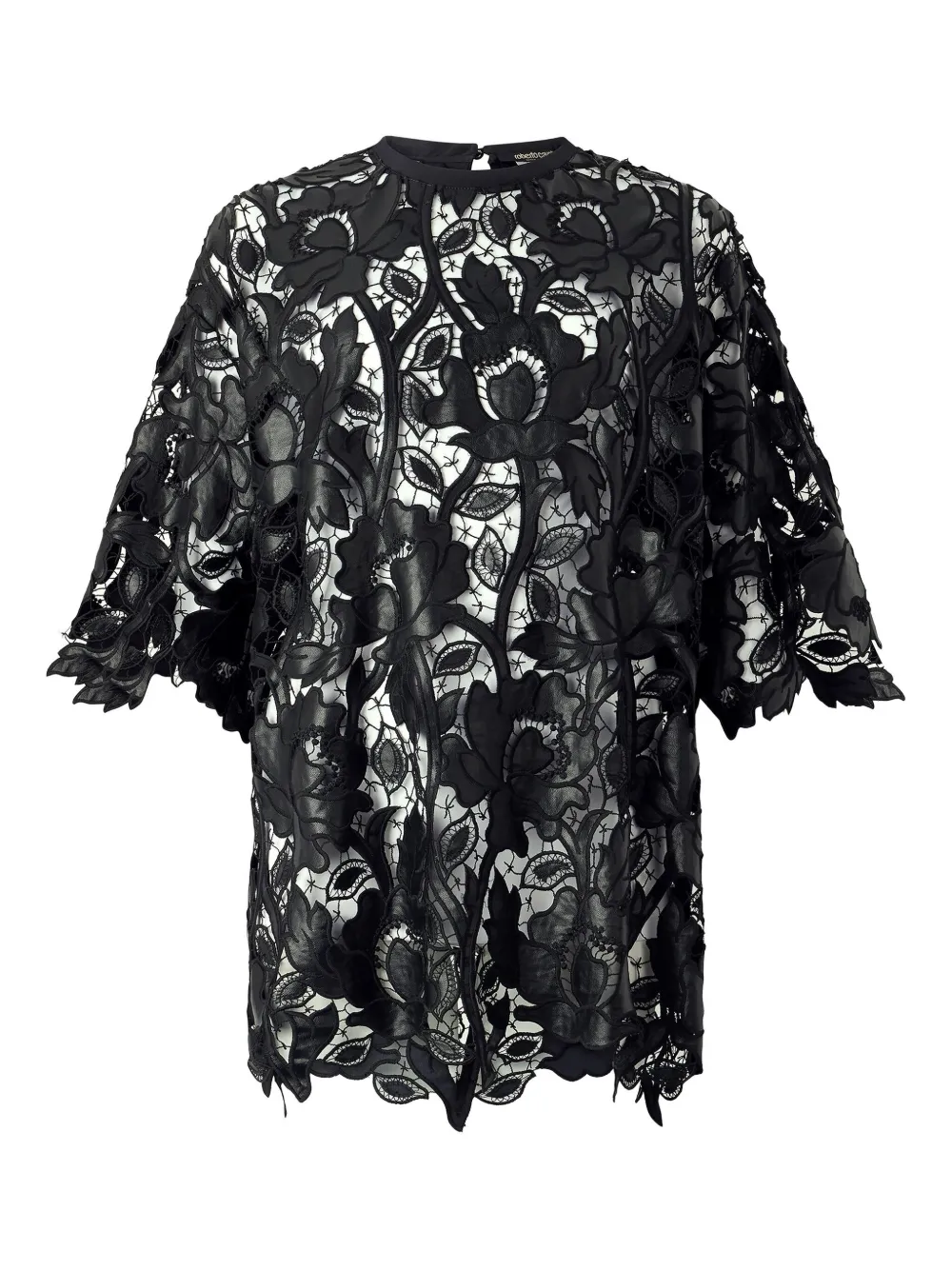 Roberto Cavalli Top in pizzo a fiori - Nero