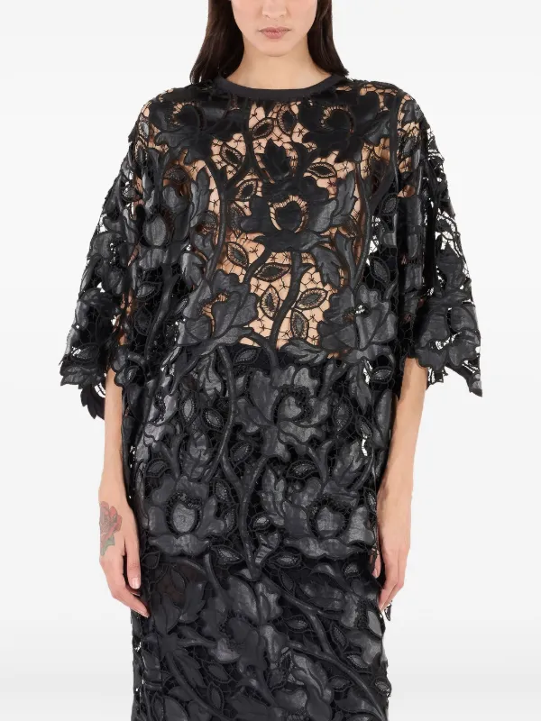 Roberto Cavalli floral-lace Top | Black | FARFETCH