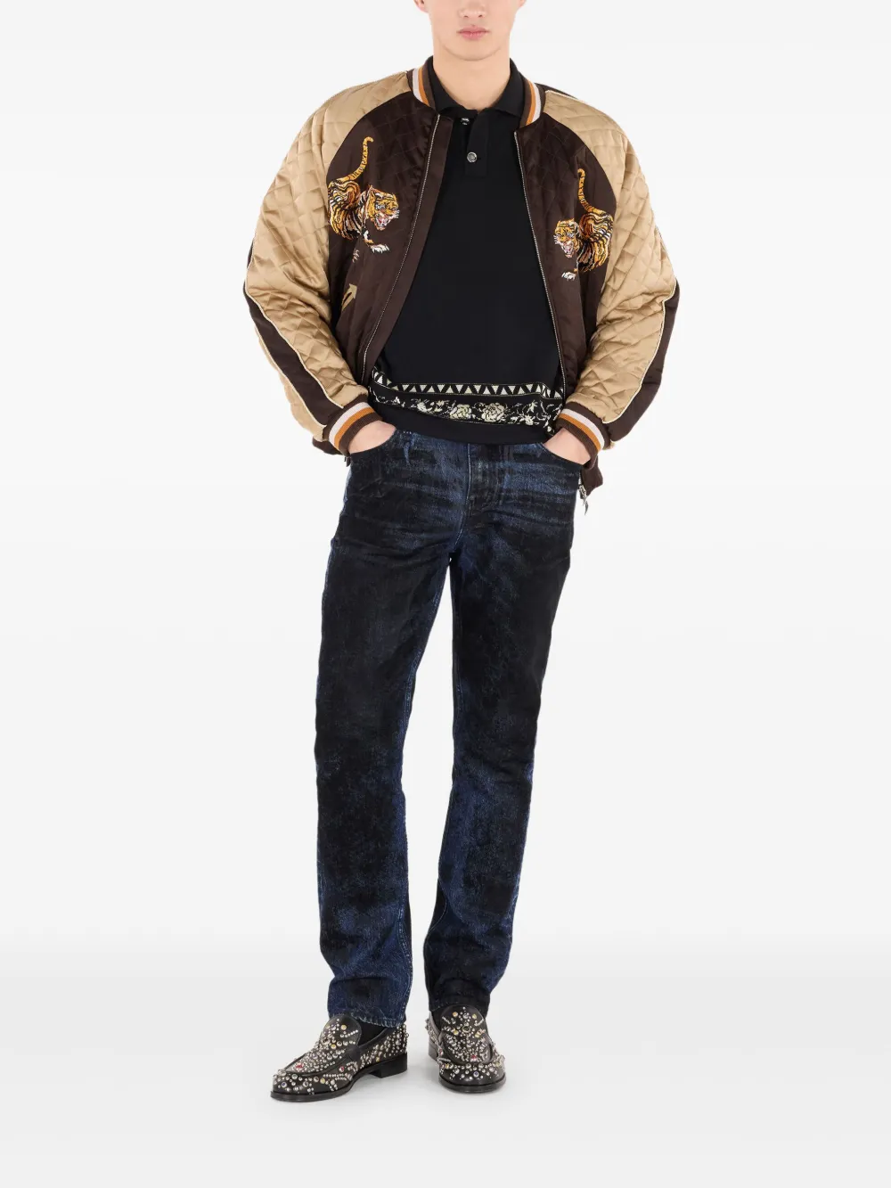 Roberto Cavalli Poloshirt met jacquard patroon Zwart