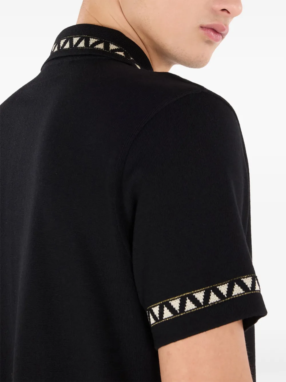 Roberto Cavalli Poloshirt met jacquard patroon Zwart