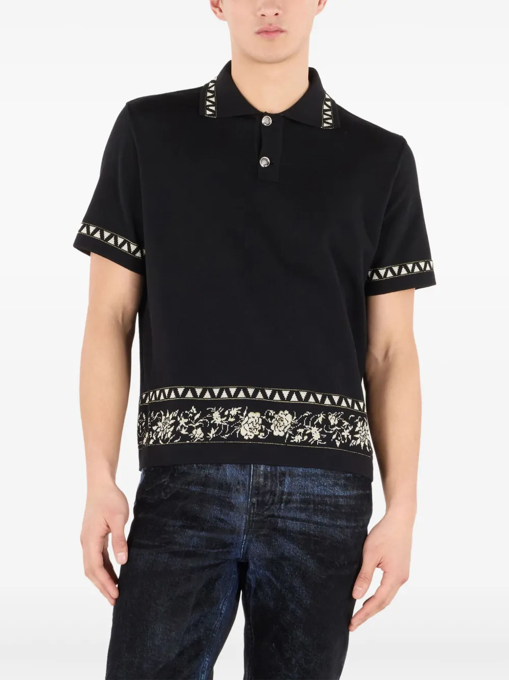 Roberto Cavalli Poloshirt met jacquard patroon Zwart
