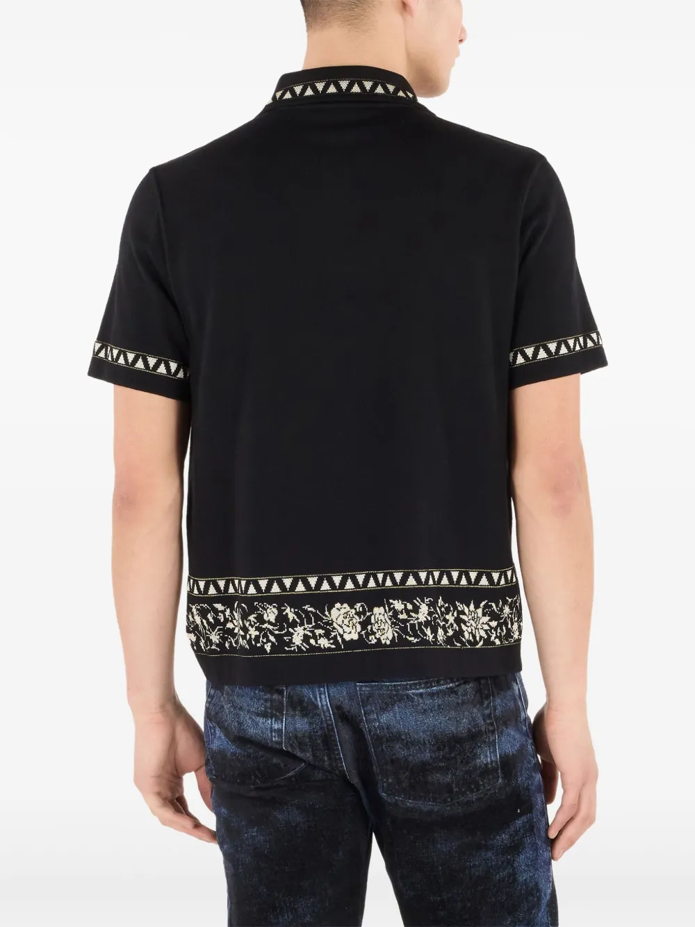 Roberto Cavalli Poloshirt met jacquard patroon Zwart