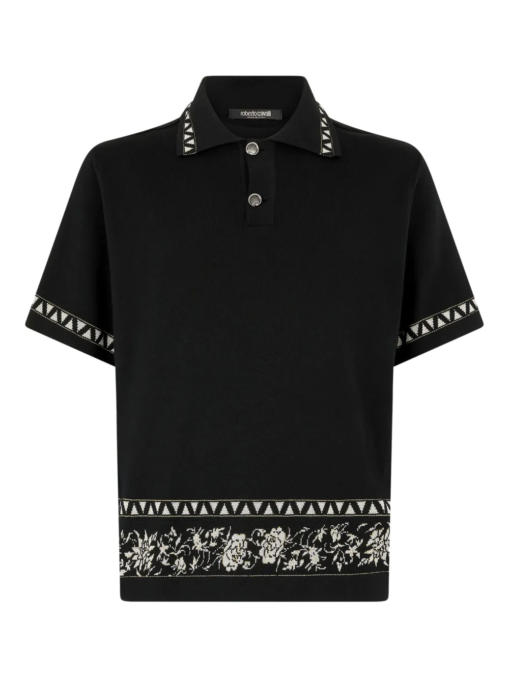 Roberto Cavalli Poloshirt met jacquard patroon Zwart