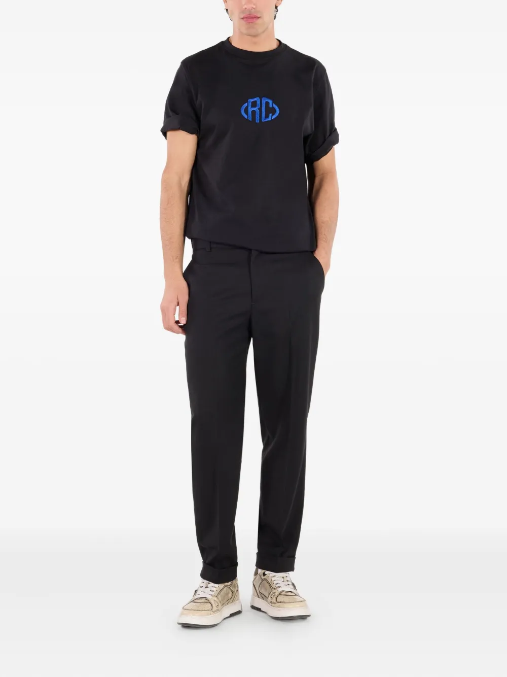 Roberto Cavalli T-shirt met geborduurd logo Zwart