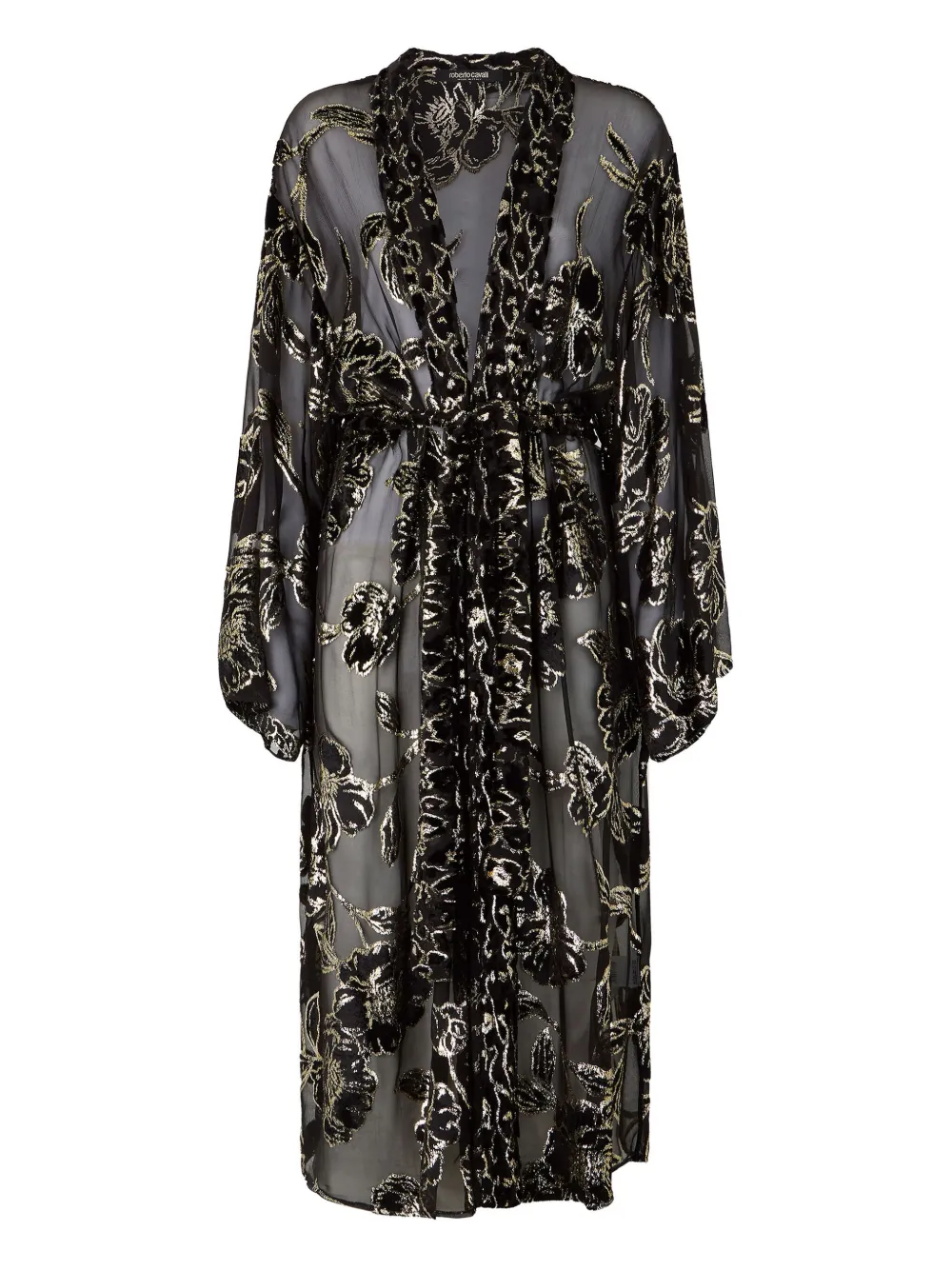 Roberto Cavalli floral-embroidered robe | Black | Image 1